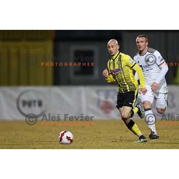 in action during Prva Liga Telemach 2021-2022 football match between Kalcer Radomlje and Maribor in Domzale, Slovenia on February 21, 2022