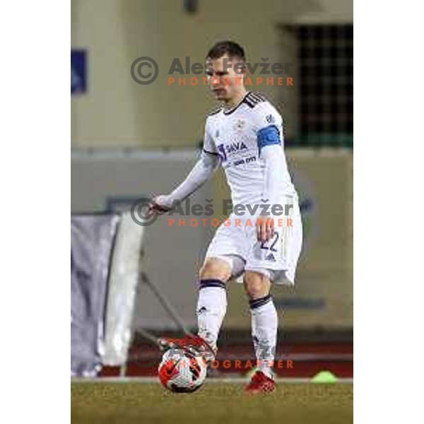 in action during Prva Liga Telemach 2021-2022 football match between Kalcer Radomlje and Maribor in Domzale, Slovenia on February 21, 2022