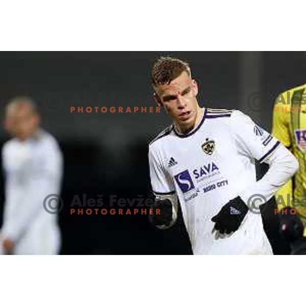 in action during Prva Liga Telemach 2021-2022 football match between Kalcer Radomlje and Maribor in Domzale, Slovenia on February 21, 2022