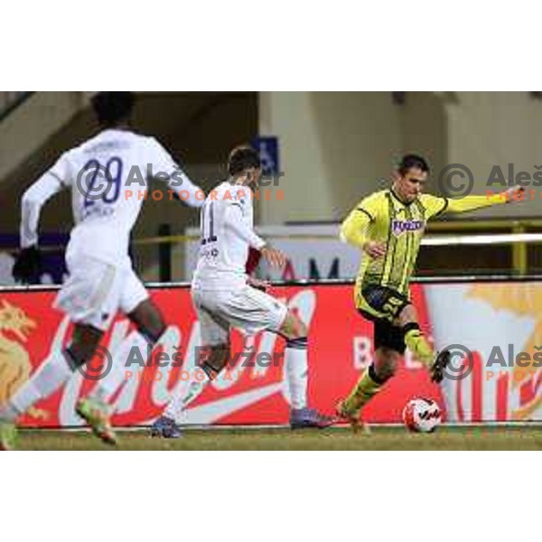 in action during Prva Liga Telemach 2021-2022 football match between Kalcer Radomlje and Maribor in Domzale, Slovenia on February 21, 2022