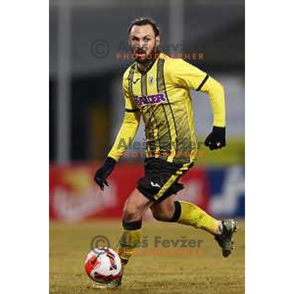 in action during Prva Liga Telemach 2021-2022 football match between Kalcer Radomlje and Maribor in Domzale, Slovenia on February 21, 2022