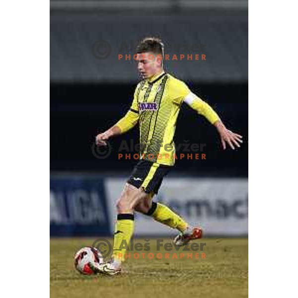 in action during Prva Liga Telemach 2021-2022 football match between Kalcer Radomlje and Maribor in Domzale, Slovenia on February 21, 2022