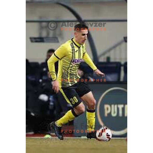 in action during Prva Liga Telemach 2021-2022 football match between Kalcer Radomlje and Maribor in Domzale, Slovenia on February 21, 2022
