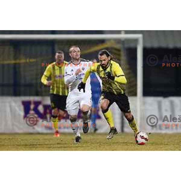 in action during Prva Liga Telemach 2021-2022 football match between Kalcer Radomlje and Maribor in Domzale, Slovenia on February 21, 2022