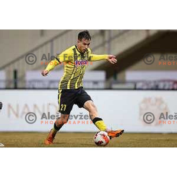 in action during Prva Liga Telemach 2021-2022 football match between Kalcer Radomlje and Maribor in Domzale, Slovenia on February 21, 2022