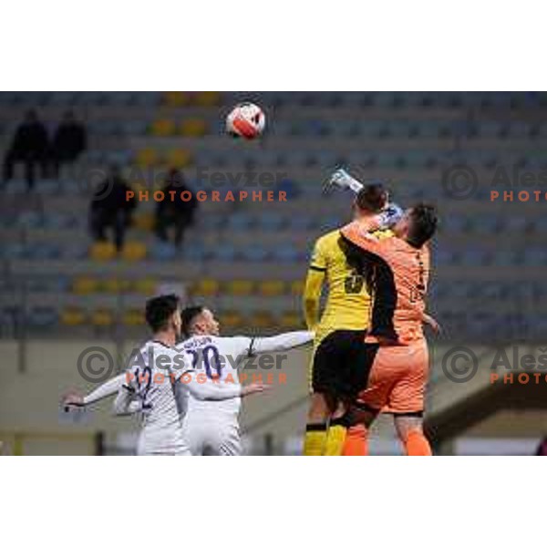 Azbe Jug in action during Prva Liga Telemach 2021-2022 football match between Kalcer Radomlje and Maribor in Domzale, Slovenia on February 21, 2022