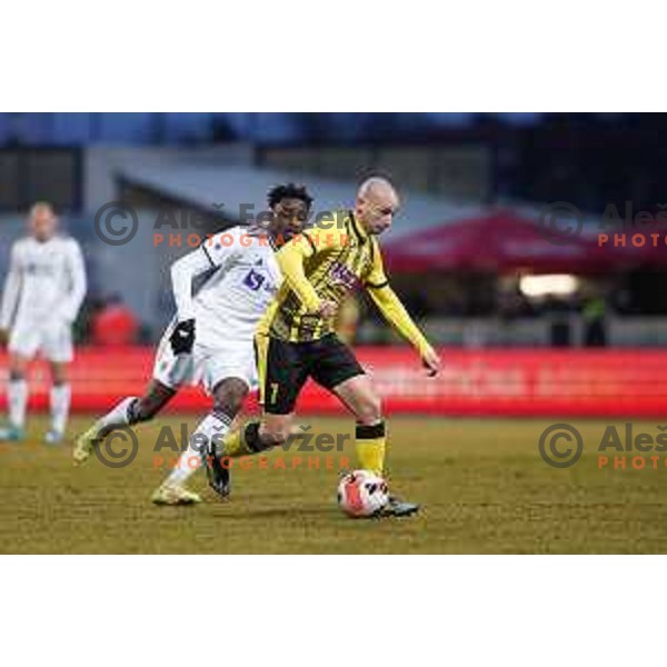in action during Prva Liga Telemach 2021-2022 football match between Kalcer Radomlje and Maribor in Domzale, Slovenia on February 21, 2022