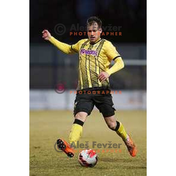 in action during Prva Liga Telemach 2021-2022 football match between Kalcer Radomlje and Maribor in Domzale, Slovenia on February 21, 2022