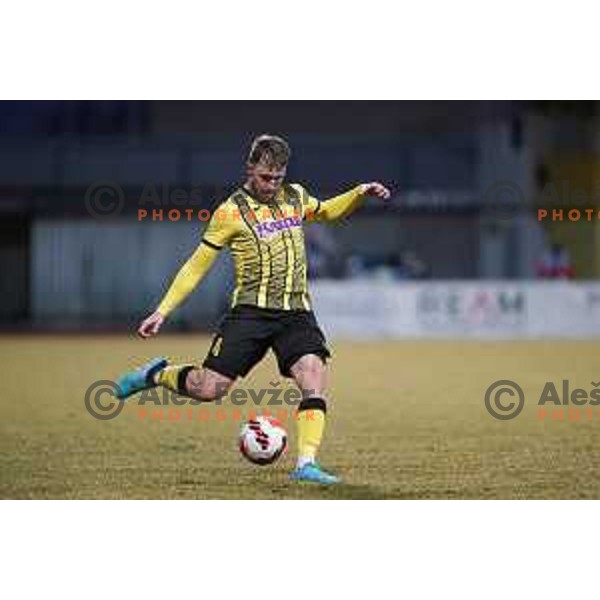 in action during Prva Liga Telemach 2021-2022 football match between Kalcer Radomlje and Maribor in Domzale, Slovenia on February 21, 2022