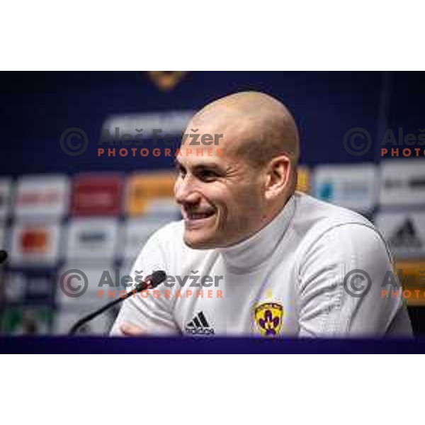 Ognjen Mudrinski at the press conference after Prva liga Telemach football match between Maribor and Tabor Sezana in Ljudski vrt, Maribor, Slovenia on February 26, 2022. Photo: Jure Banfi/www.alesfevzer.com