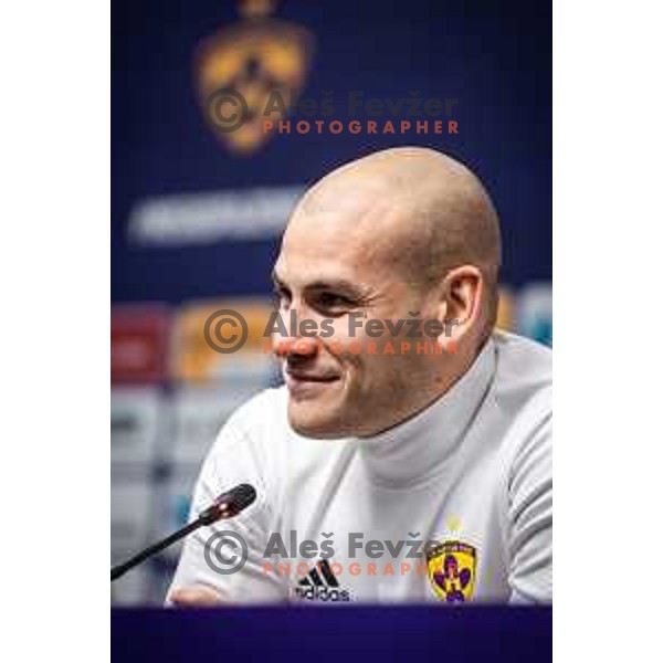 Ognjen Mudrinski at the press conference after Prva liga Telemach football match between Maribor and Tabor Sezana in Ljudski vrt, Maribor, Slovenia on February 26, 2022. Photo: Jure Banfi/www.alesfevzer.com