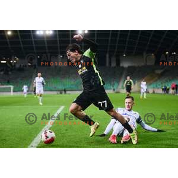 Almedin Zijkic in action during Prva Liga Telemach football match between Olimpija and Koper in SRC Stozice, Ljubljana, Slovenia on February 27, 2022