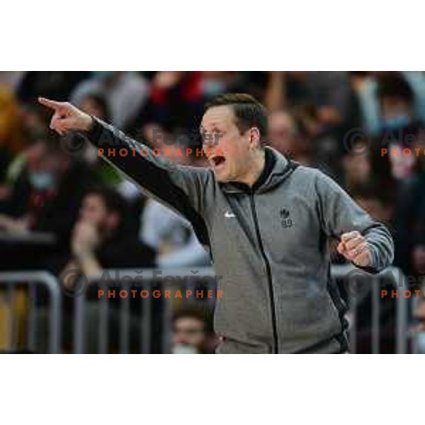 Aleksander Sekulic, head coach of Slovenia in action during World Cup Qualifiers basketball match between Slovenia and Finalnd in Koper, Slovenia on February 28, 2022 