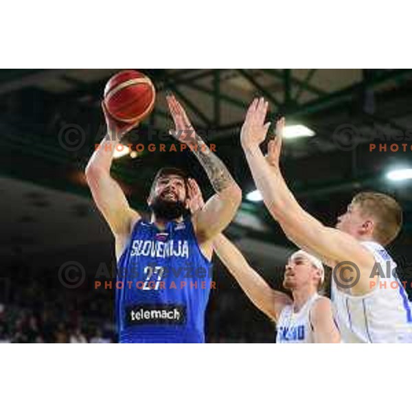 Ziga Dimec in action during World Cup Qualifiers basketball match between Slovenia and Finalnd in Koper, Slovenia on February 28, 2022 
