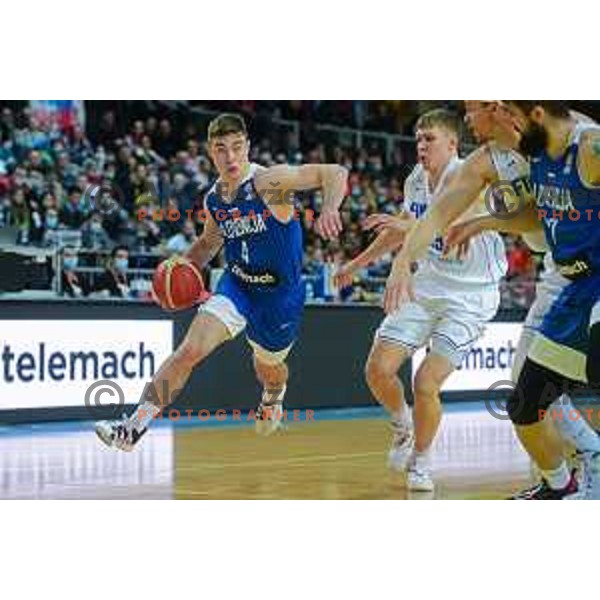 Ziga Samar in action during World Cup Qualifiers basketball match between Slovenia and Finalnd in Koper, Slovenia on February 28, 2022 