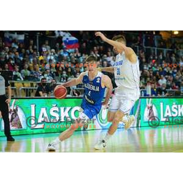 Ziga Samar in action during World Cup Qualifiers basketball match between Slovenia and Finalnd in Koper, Slovenia on February 28, 2022 