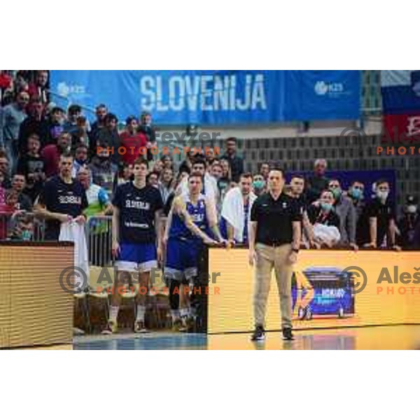 Aleksander Sekulic, head coach of Slovenia in action during World Cup Qualifiers basketball match between Slovenia and Finalnd in Koper, Slovenia on February 28, 2022 