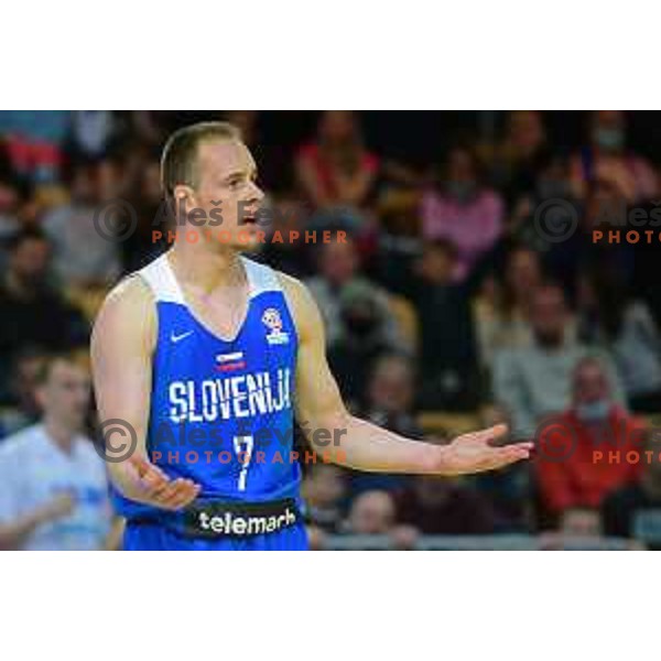 Klemen Prepelic in action during World Cup Qualifiers basketball match between Slovenia and Finalnd in Koper, Slovenia on February 28, 2022 