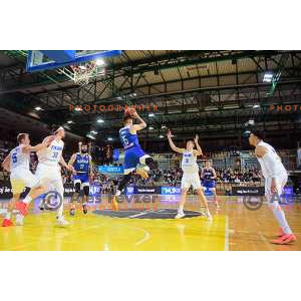 Gregor Hrovat in action during World Cup Qualifiers basketball match between Slovenia and Finalnd in Koper, Slovenia on February 28, 2022 