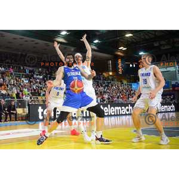 Ziga Dimec in action during World Cup Qualifiers basketball match between Slovenia and Finalnd in Koper, Slovenia on February 28, 2022 