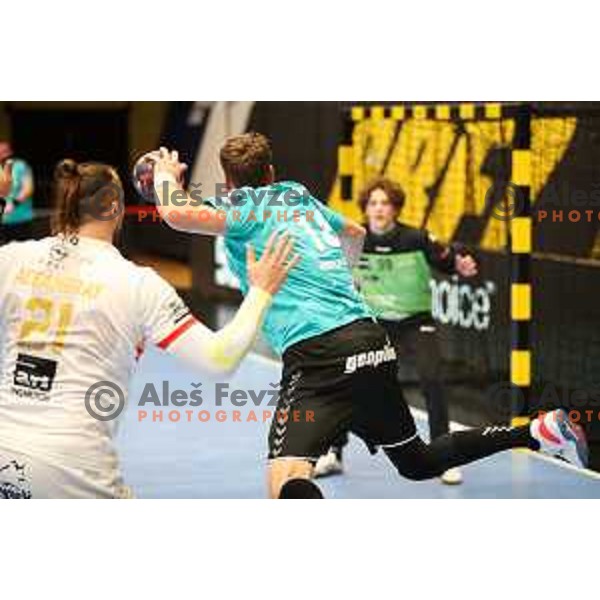 David Miklavcic in action during EHF European league match between Gorenje Velenje and Pauc handball in Velenje, Slovenia on March 1, 2022