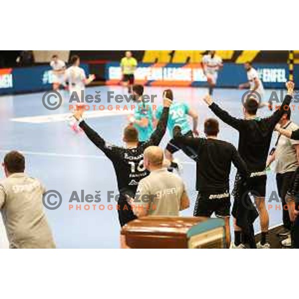 in action during EHF European league match between Gorenje Velenje and Pauc handball in Velenje, Slovenia on March 1, 2022