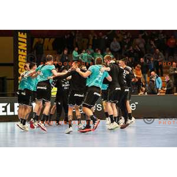 in action during EHF European league match between Gorenje Velenje and Pauc handball in Velenje, Slovenia on March 1, 2022