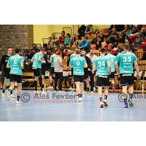 in action during EHF European league match between Gorenje Velenje and Pauc handball in Velenje, Slovenia on March 1, 2022