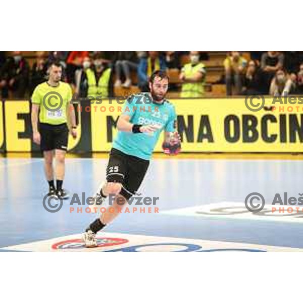 Matic Verdinek in action during EHF European league match between Gorenje Velenje and Pauc handball in Velenje, Slovenia on March 1, 2022