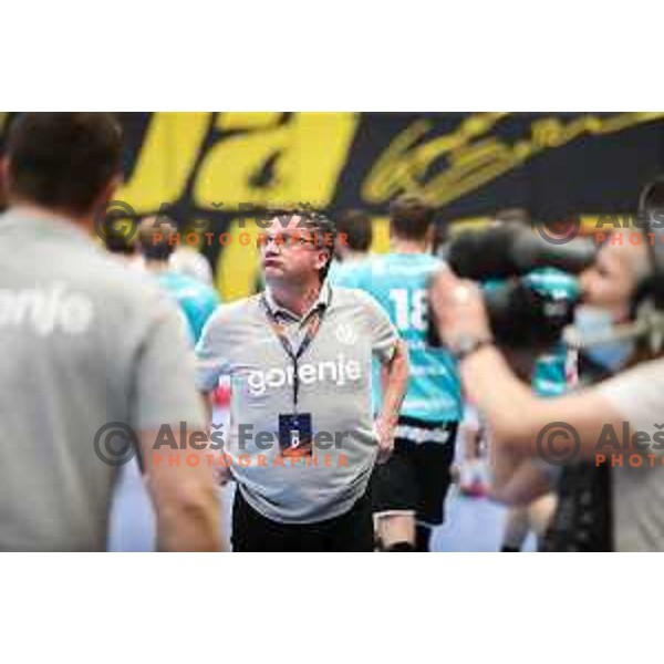 Zoran Jovicic in action during EHF European league match between Gorenje Velenje and Pauc handball in Velenje, Slovenia on March 1, 2022