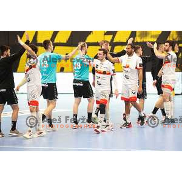 in action during EHF European league match between Gorenje Velenje and Pauc handball in Velenje, Slovenia on March 1, 2022