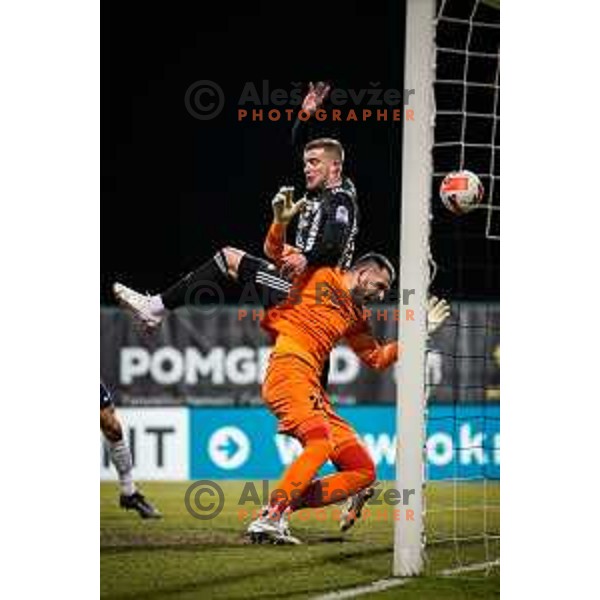 Nardin Mulahusejnovic vs Matjaz Rozman in action during Prva liga Telemach football match between NS Mura and Celje in Fazanerija, Murska Sobota, Slovenia on March 2, 2022. Photo: Jure Banfi/www.alesfevzer.com