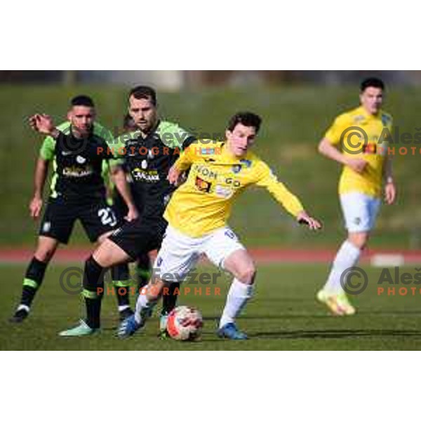 Mustafa Nukic in action during Prva Liga Telemach 2021-2022 football match between Bravo and Olimpija in Ljubljana, Slovenia on March 3, 2022 