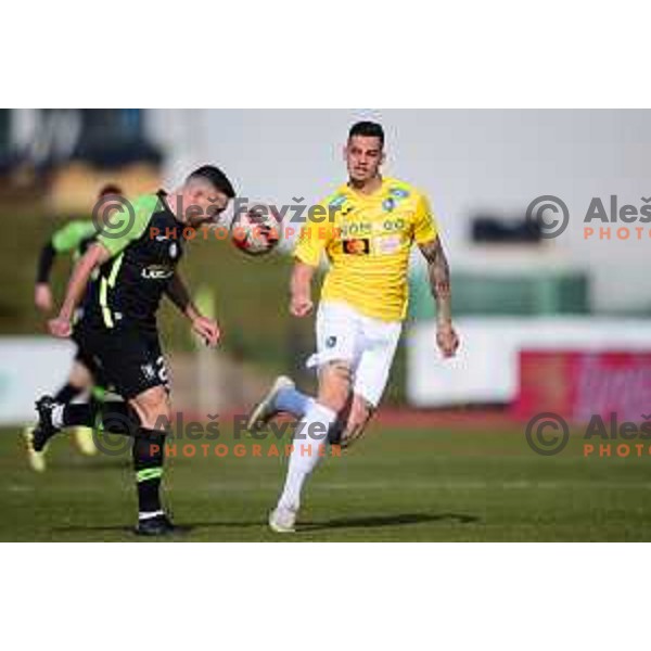 Aljosa Matko in action during Prva Liga Telemach 2021-2022 football match between Bravo and Olimpija in Ljubljana, Slovenia on March 3, 2022