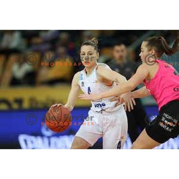 Rebeka Abramovic of Triglav and Lea Bartelme in action during Final of Slovenian Women’s Cup between Cinkarna Celje and Triglav in Maribor , Slovenia on March 6, 2022