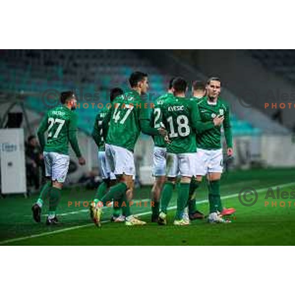In action during Prva Liga Telemach football match between Olimpija and Aluminij in SRC Stozice, Ljubljana, Slovenia on March 6, 2022