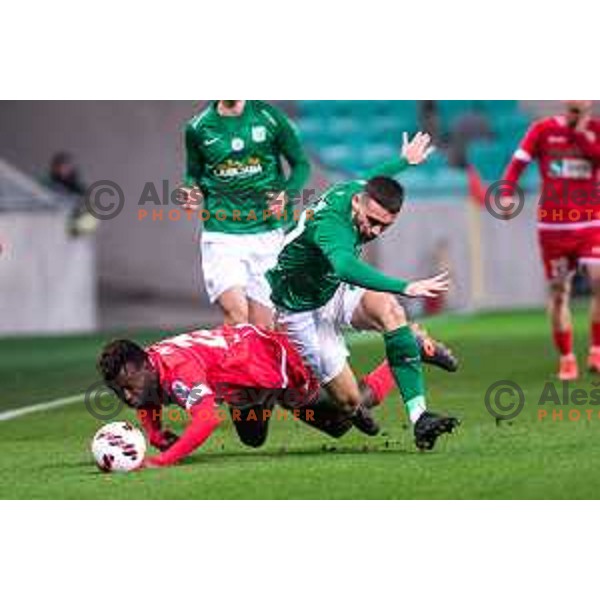 Aljosa Matko in action during Prva Liga Telemach football match between Olimpija and Aluminij in SRC Stozice, Ljubljana, Slovenia on March 6, 2022