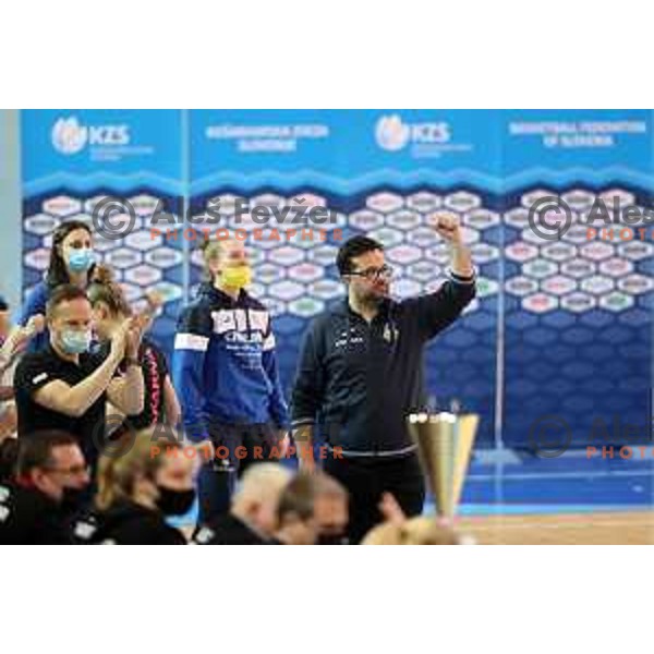 Damir Grgic, head coach of Cinkarna Celje during Final of Slovenian Women’s Cup between Cinkarna Celje and Triglav in Maribor , Slovenia on March 6, 2022