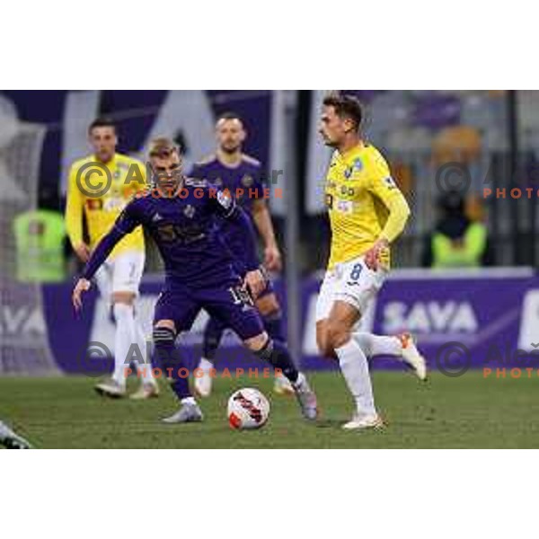 Gasper Trdin in action during Prva Liga Telemach 2021-2022 football match between Maribor and Bravo in Maribor , Slovenia on March 6, 2022