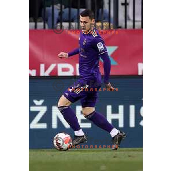 In action during Prva Liga Telemach 2021-2022 football match between Maribor and Bravo in Maribor , Slovenia on March 6, 2022