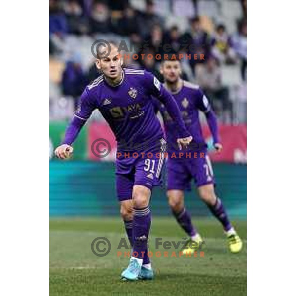 Ognjen Mudrinski in action during Prva Liga Telemach 2021-2022 football match between Maribor and Bravo in Maribor, Slovenia on March 6, 2022