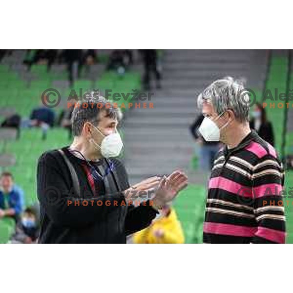 Memi Becirovic and Tomaz Berlocnik during 7days EuroCup regular season basketball match between Cedevita Olimpija and Buducnost Vol in Stozice, Arena, Ljubljana, Slovenia on March 8, 2022