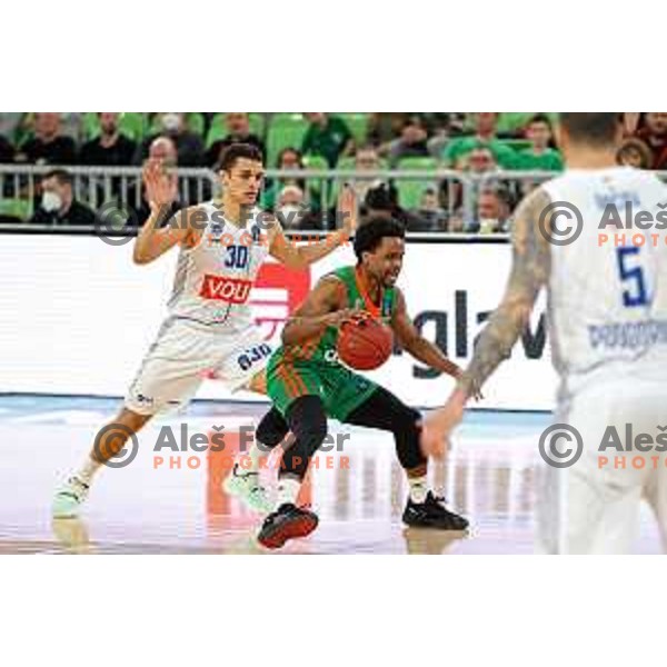 Yogi Ferrell of Cedevita Olimpija in action during 7days EuroCup regular season basketball match between Cedevita Olimpija and Buducnost Voli in Stozice, Arena, Ljubljana, Slovenia on March 8, 2022