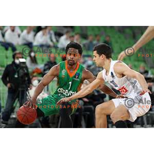 Yogi Ferrell of Cedevita Olimpija in action during 7days EuroCup regular season basketball match between Cedevita Olimpija and Buducnost Voli in Stozice, Arena, Ljubljana, Slovenia on March 8, 2022