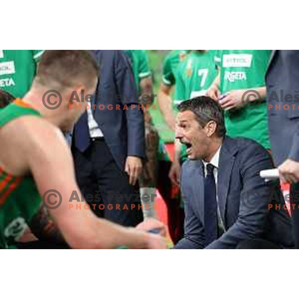 Jurica Golemac, head coach of Cedevita Olimpija in action during 7days EuroCup regular season basketball match between Cedevita Olimpija and Buducnost Voli in Stozice, Arena, Ljubljana, Slovenia on March 8, 2022