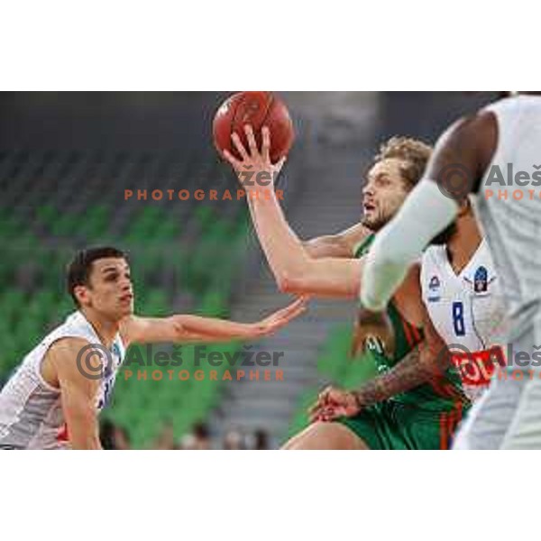 Jaka Blazic of Cedevita Olimpija in action during 7days EuroCup regular season basketball match between Cedevita Olimpija and Buducnost Voli in Stozice, Arena, Ljubljana, Slovenia on March 8, 2022