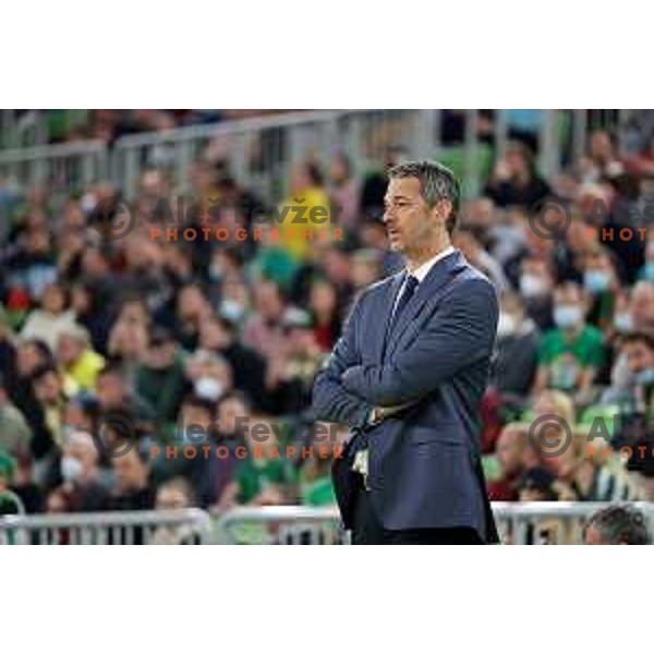 Jurica Golemac, head coach of Cedevita Olimpija in action during 7days EuroCup regular season basketball match between Cedevita Olimpija and Buducnost Voli in Stozice, Arena, Ljubljana, Slovenia on March 8, 2022