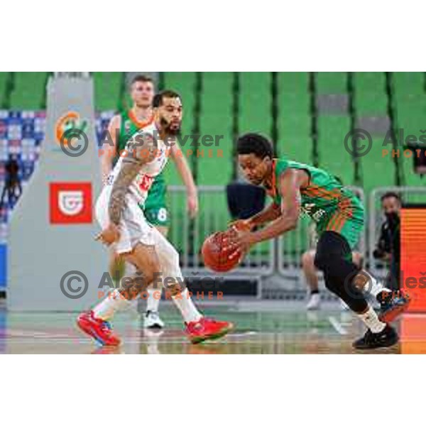 Yogi Ferrell of Cedevita Olimpija in action during 7days EuroCup regular season basketball match between Cedevita Olimpija and Buducnost Voli in Stozice, Arena, Ljubljana, Slovenia on March 8, 2022