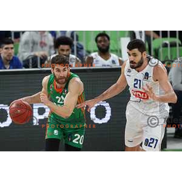 Alen Hodzic of Cedevita Olimpija in action during 7days EuroCup regular season basketball match between Cedevita Olimpija and Buducnost Voli in Stozice, Arena, Ljubljana, Slovenia on March 8, 2022