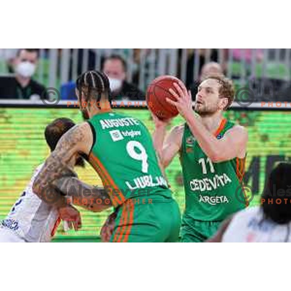 Jaka Blazic of Cedevita Olimpija in action during 7days EuroCup regular season basketball match between Cedevita Olimpija and Buducnost Voli in Stozice, Arena, Ljubljana, Slovenia on March 8, 2022